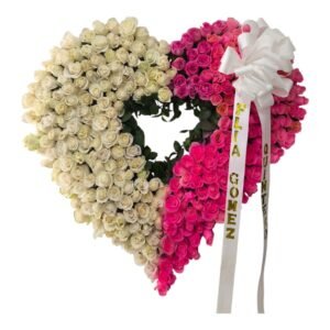 Corazón Fúnebre Cali de rosas frescas con follaje verde