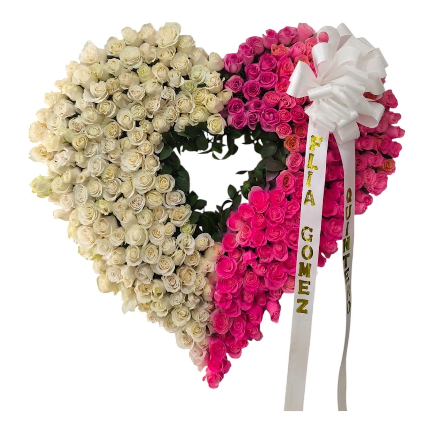 Corazón Fúnebre Cali de rosas frescas con follaje verde
