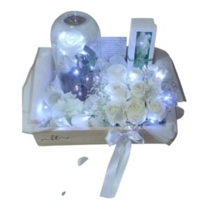 Kit de Condolencias Exclusivo con Rosa Inmortalizada en Cali con altar de luces y vela